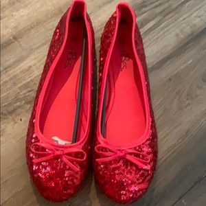 Red Sequin Flats 9/10 size